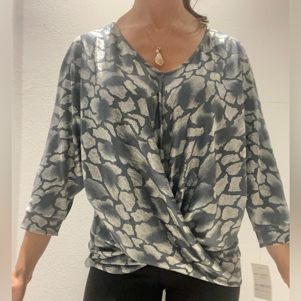 Silver Slouchy Cold Shoulder Top